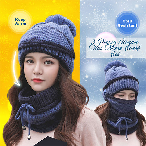 2019 Korean 3PCS Women Winter Beanie Set